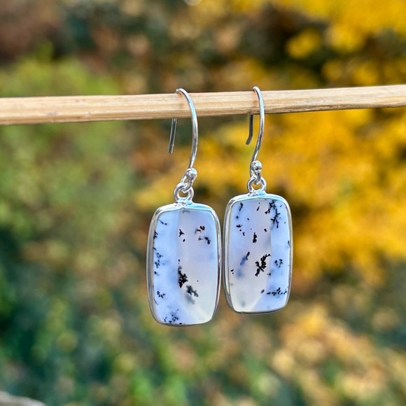 SET! Merlinite Dendritic Opal Necklace & Earrings - Picture 5 of 13